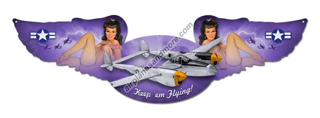 "P-38 Lightning" Vintage Metal Sign